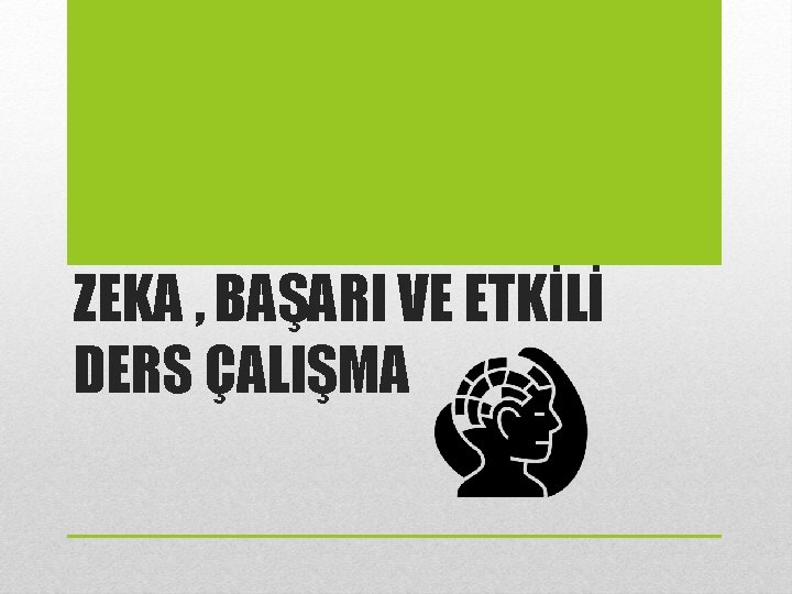 ZEKA , BAŞARI VE ETKİLİ DERS ÇALIŞMA 