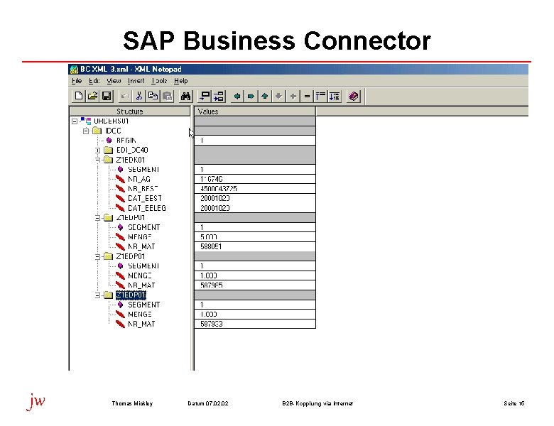 SAP Business Connector jw Thomas Mickley Datum 07. 02 B 2 B-Kopplung via Internet