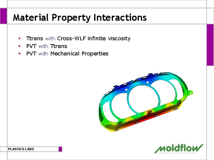 Material Property Interactions § § § Ttrans with Cross-WLF infinite viscosity PVT with Ttrans