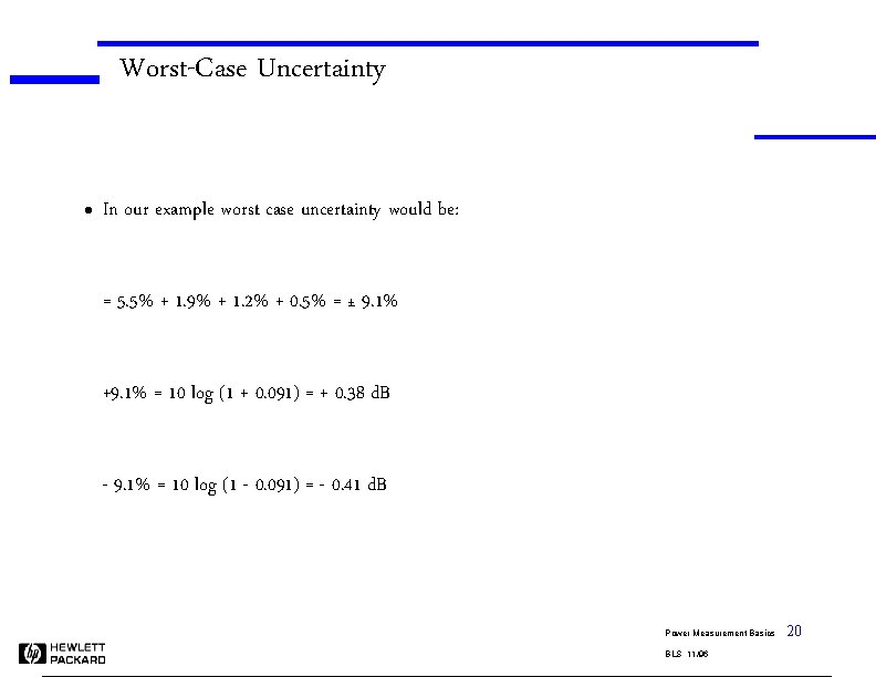 Worst-Case Uncertainty l In our example worst case uncertainty would be: = 5. 5%