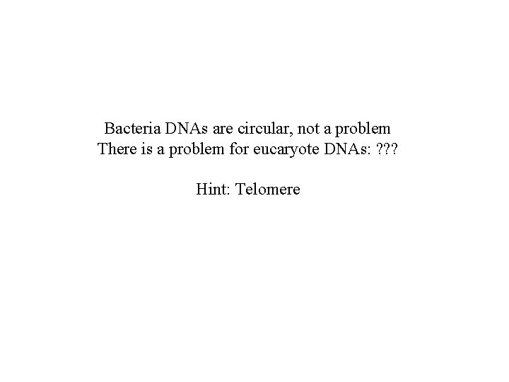Bacteria DNAs are circular, not a problem There is a problem for eucaryote DNAs: