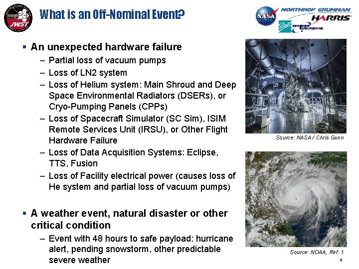 What is an Off-Nominal Event? § An unexpected hardware failure – Partial loss of