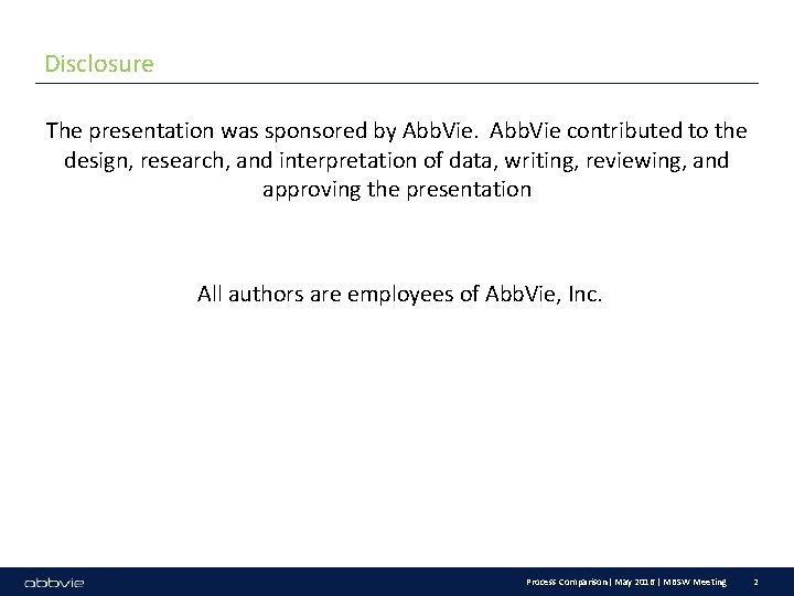 Disclosure The presentation was sponsored by Abb. Vie contributed to the design, research, and