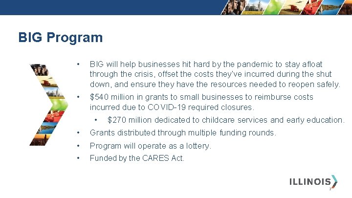 BIG Program • BIG will help businesses hit hard by the pandemic to stay