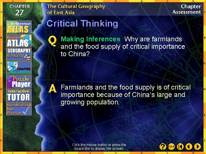 Critical Thinking Making Inferences Why are farmlands and the food supply of critical importance