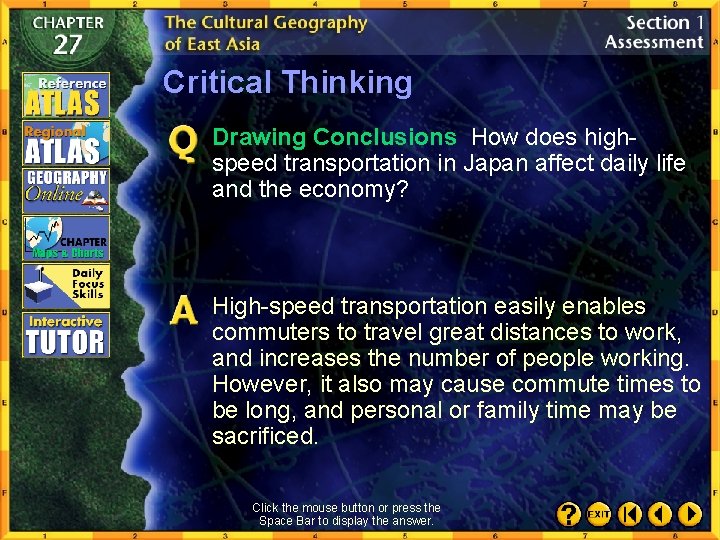 Critical Thinking Drawing Conclusions How does highspeed transportation in Japan affect daily life and