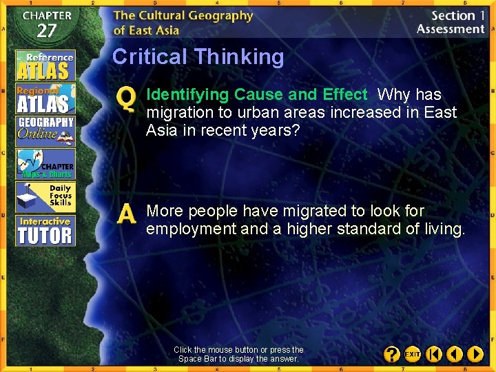 Critical Thinking Identifying Cause and Effect Why has migration to urban areas increased in