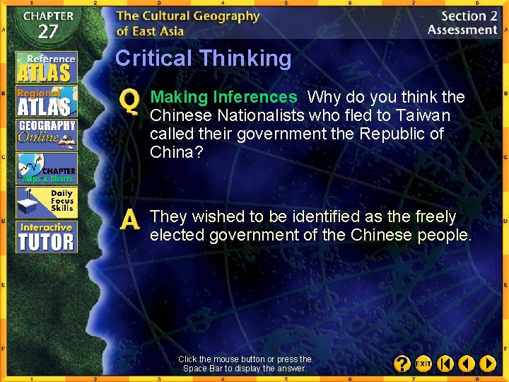 Critical Thinking Making Inferences Why do you think the Chinese Nationalists who fled to