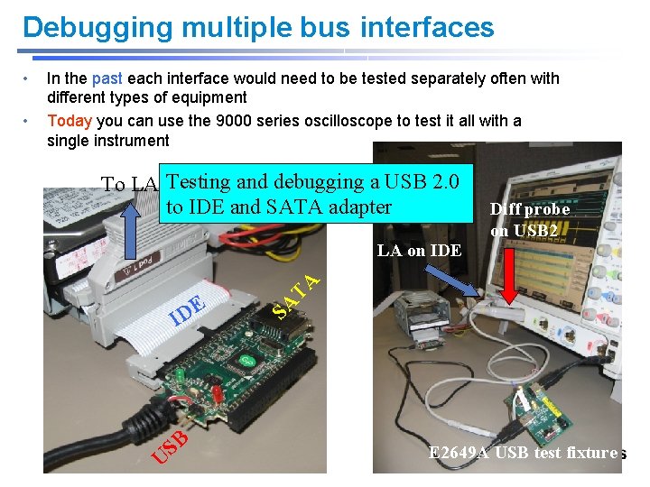 Debugging multiple bus interfaces To LA Testing and debugging a USB 2. 0 to