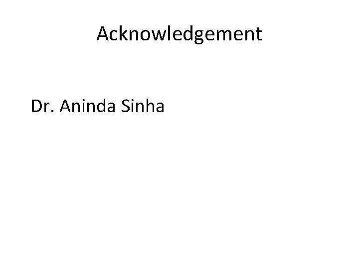 Acknowledgement Dr. Aninda Sinha 