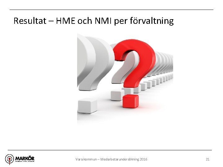 Resultat – HME och NMI per förvaltning Vara kommun – Medarbetarundersökning 2016 21 