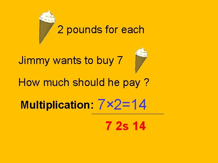 2 pounds for each Jimmy wants to buy 7 . How much should he