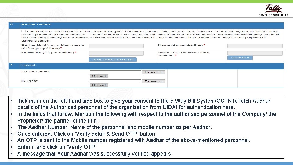  • Tick mark on the left-hand side box to give your consent to