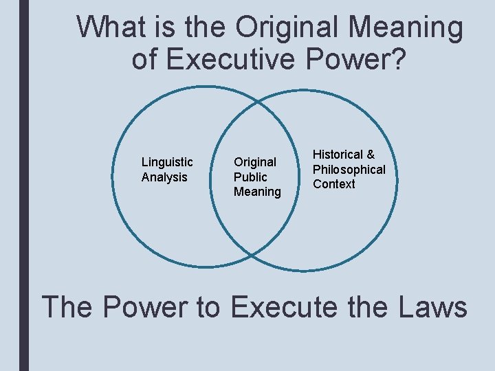 What is the Original Meaning of Executive Power? Linguistic Analysis Original Public Meaning Historical