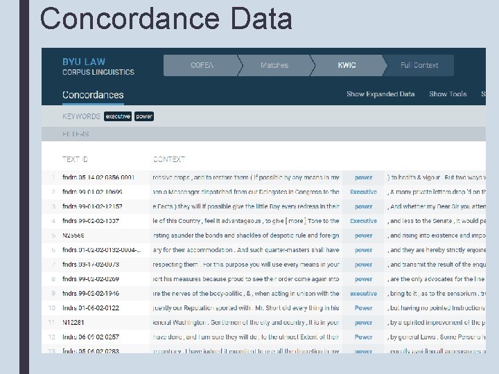 Concordance Data 