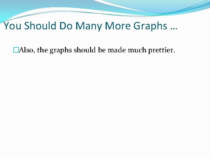 You Should Do Many More Graphs … �Also, the graphs should be made much
