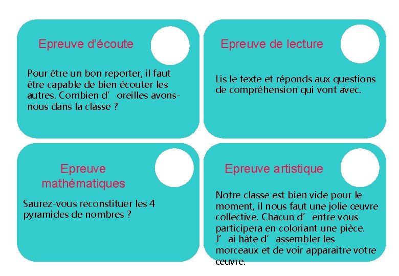 Epreuve d’écoute Pour être un bon reporter, il faut être capable de bien écouter