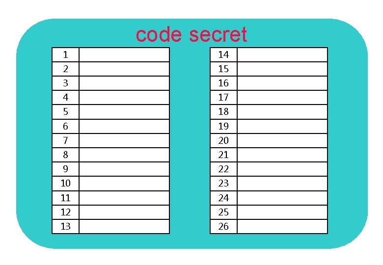 code secret 1 14 2 15 3 16 4 17 5 18 6 19