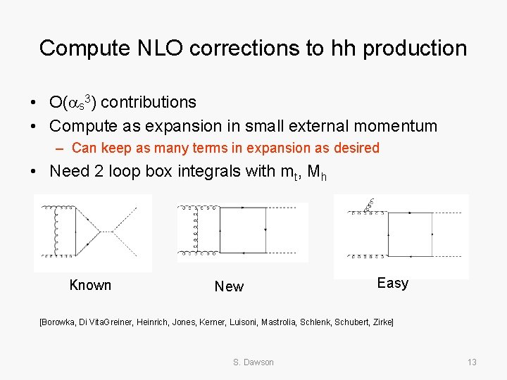 Compute NLO corrections to hh production • O( s 3) contributions • Compute as