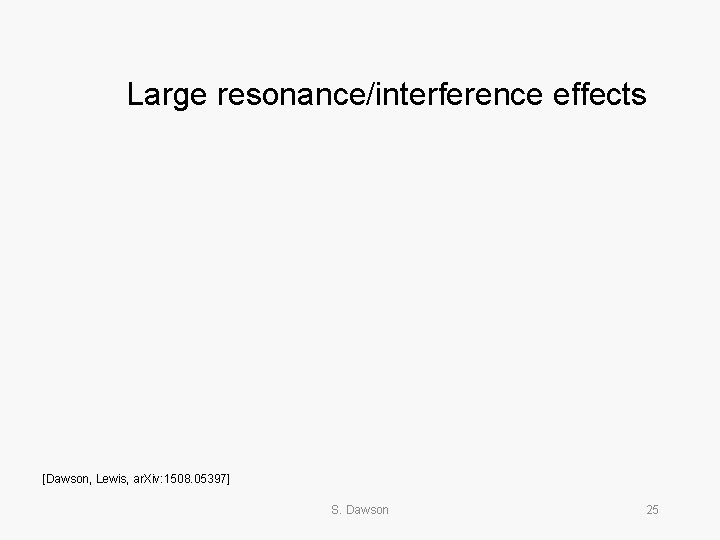 Large resonance/interference effects [Dawson, Lewis, ar. Xiv: 1508. 05397] S. Dawson 25 