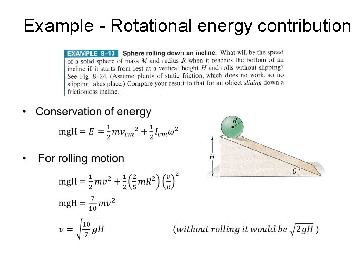 Example - Rotational energy contribution • 