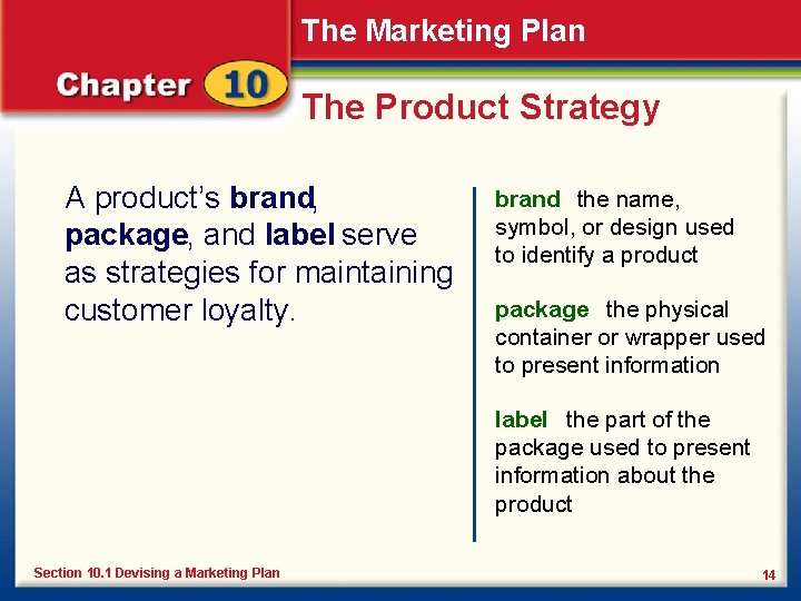 The Marketing Plan The Product Strategy A product’s brand, package, and label serve as