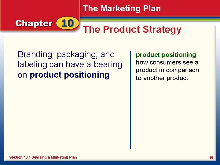 The Marketing Plan The Product Strategy Branding, packaging, and labeling can have a bearing