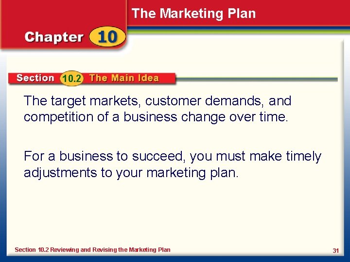The Marketing Plan 10. 2 The target markets, customer demands, and competition of a