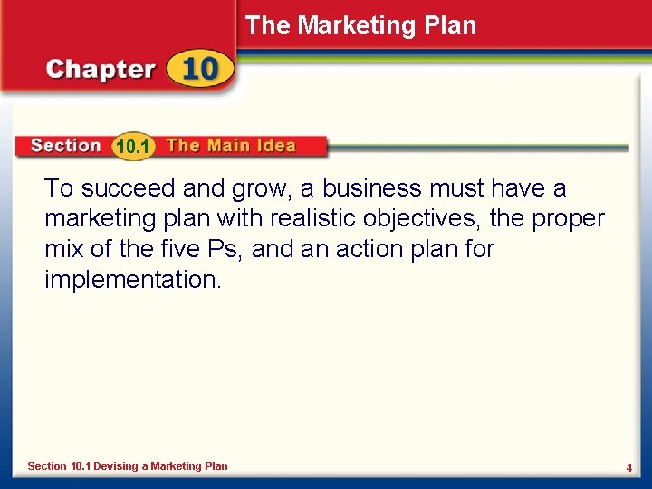 The Marketing Plan 10. 1 To succeed and grow, a business must have a
