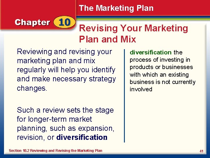 The Marketing Plan Revising Your Marketing Plan and Mix Reviewing and revising your marketing