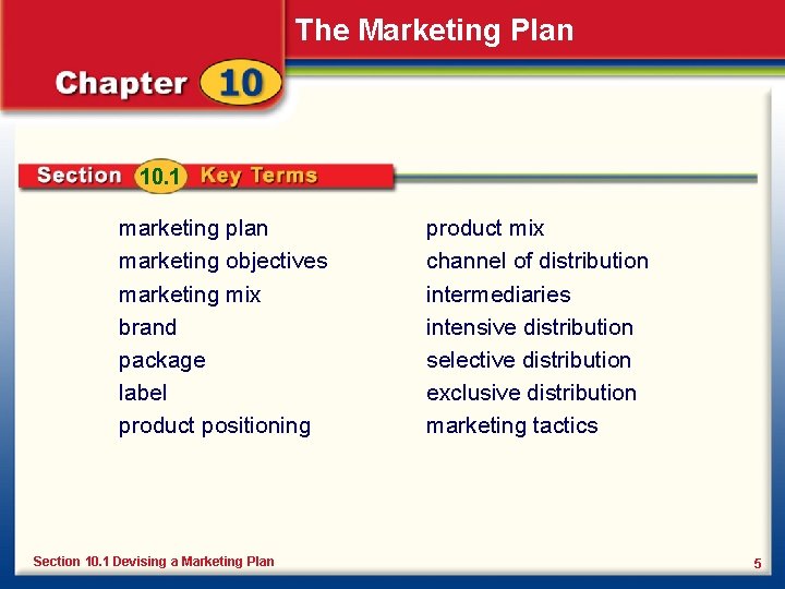 The Marketing Plan 10. 1 marketing plan marketing objectives marketing mix brand package label