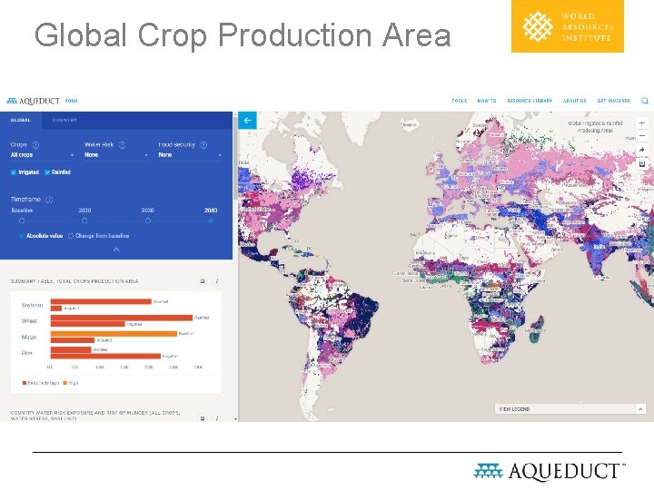 Global Crop Production Area Geospatially explicit Aqueduct water risk data cross-referenced to ag &