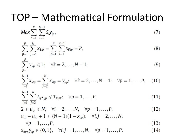TOP – Mathematical Formulation 