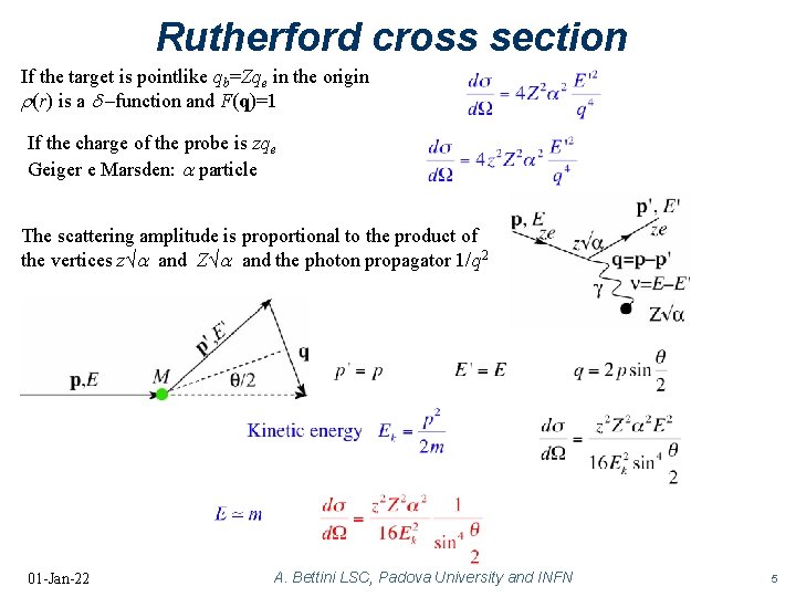 Rutherford cross section If the target is pointlike qb=Zqe in the origin r(r) is