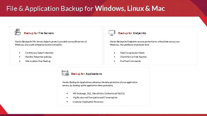 File & Application Backup for Windows, Linux & Mac Backup for File Servers Backup