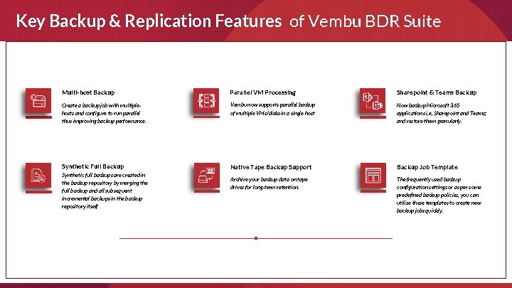 Key Backup & Replication Features of Vembu BDR Suite Multi-host Backup Parallel VM Processing