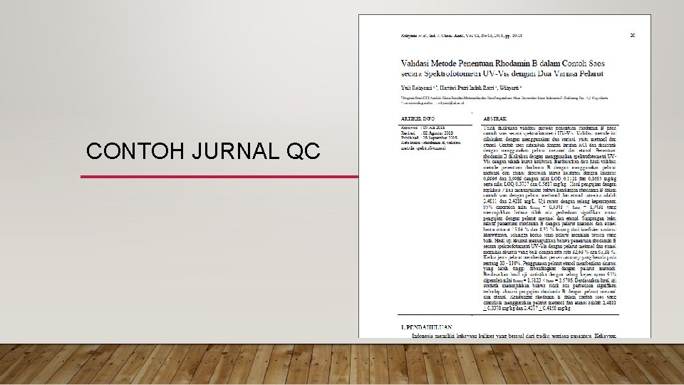 CONTOH JURNAL QC 
