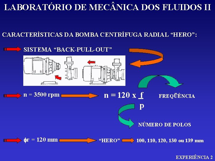 LABORATÓRIO DE MEC NICA DOS FLUIDOS II CARACTERÍSTICAS DA BOMBA CENTRÍFUGA RADIAL “HERO”: SISTEMA