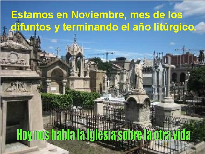 Estamos en Noviembre, mes de los difuntos y terminando el año litúrgico. 