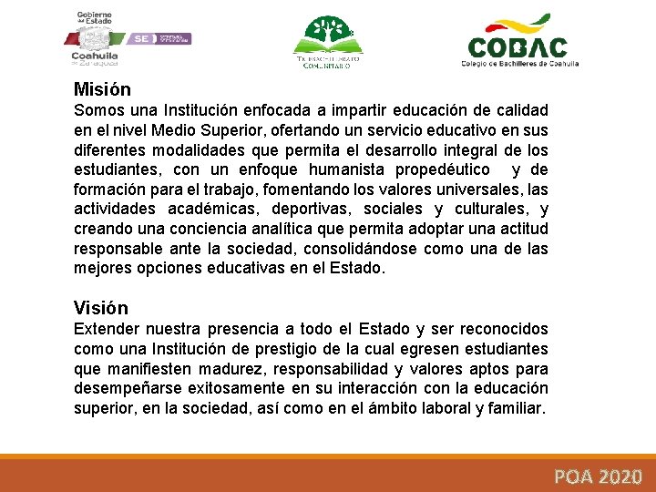 Misión Somos una Institución enfocada a impartir educación de calidad en el nivel Medio