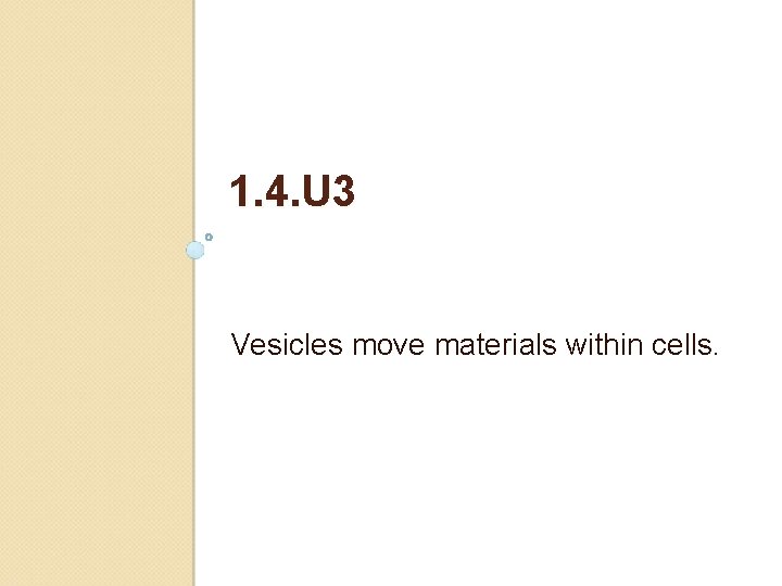 1. 4. U 3 Vesicles move materials within cells. 