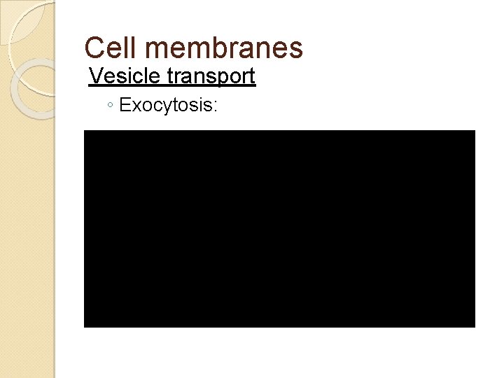 Cell membranes Vesicle transport ◦ Exocytosis: 