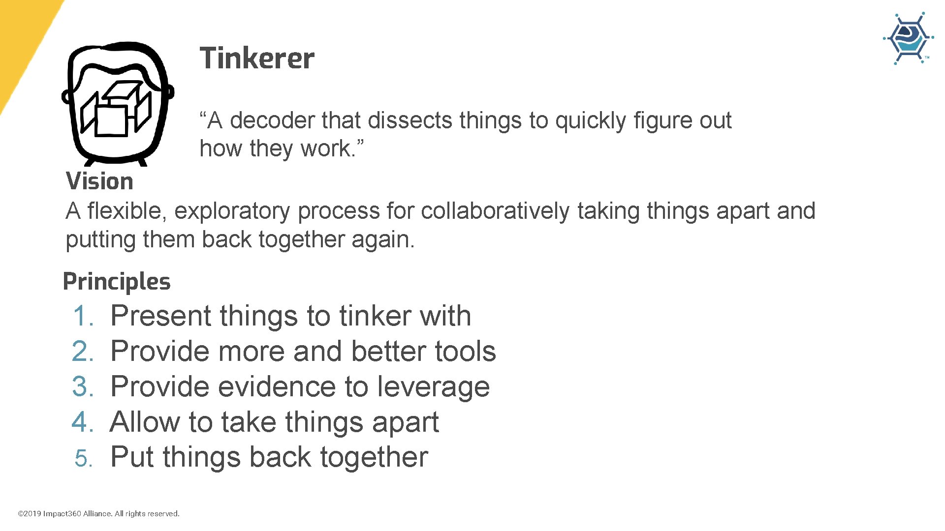Tinkerer “A decoder that dissects things to quickly figure out how they work. ”
