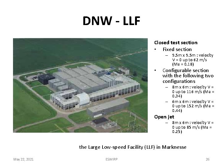 DNW - LLF Closed test section • Fixed section – 9. 5 m x