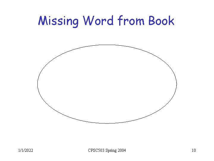 Missing Word from Book 1/1/2022 CPSC 503 Spring 2004 10 