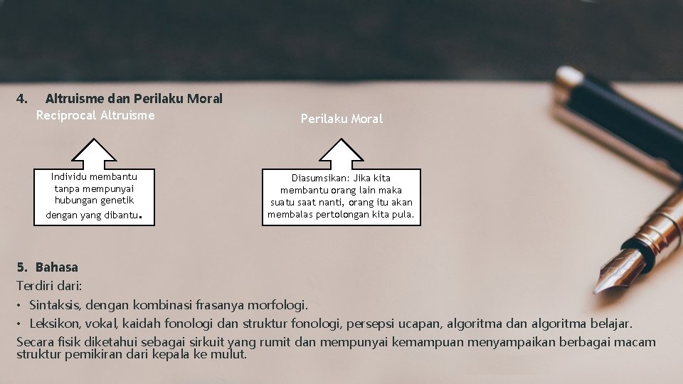 4. Altruisme dan Perilaku Moral Reciprocal Altruisme Perilaku Moral Individu membantu tanpa mempunyai hubungan