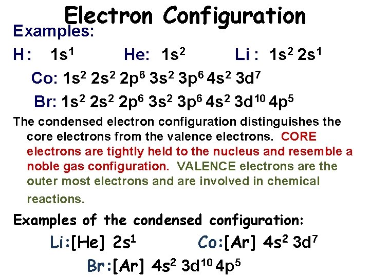 Electron Configuration Examples: H : 1 s 1 He: 1 s 2 Li :