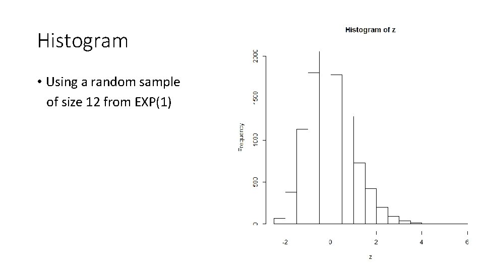 Histogram • Using a random sample of size 12 from EXP(1) 