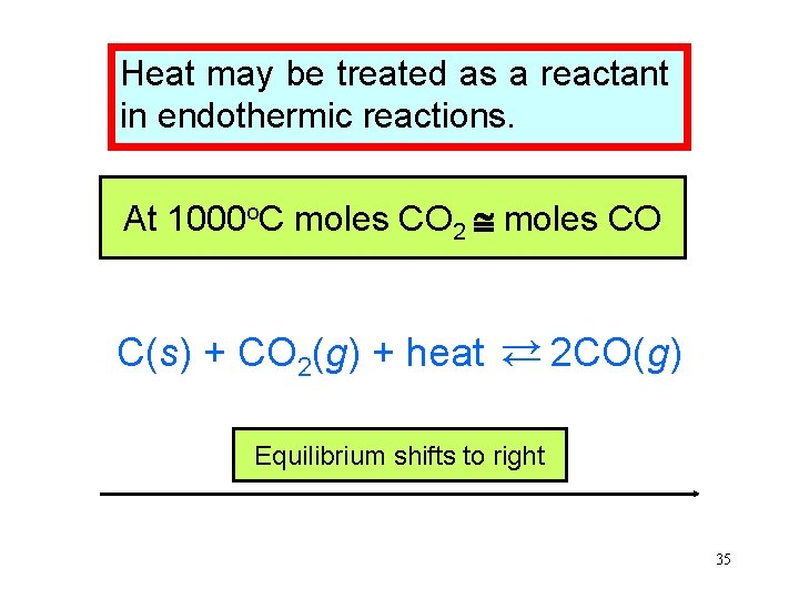 Heat may be treated as a reactant in endothermic reactions. o. C moles CO