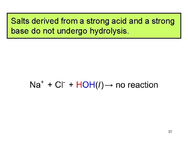 Salts derived from a strong acid and a strong base do not undergo hydrolysis.